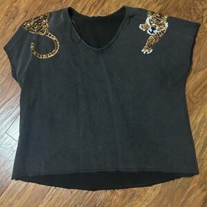 Black Sequin Leopard Women's Top